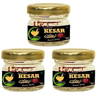 FIJ AYURVEDA Premium Quality A++ Grade Saffron Threads / Kesar/ Keshar / Zafran /Jafran 3GM (3 x 1 g) FIJ AYURVEDA Premium Quality A++ Grade Saffron Threads / Kesar/ Keshar / Zafran /Jafran 3GM (3 x 1 g)
