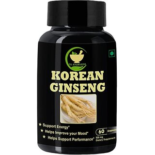                       FIJ AYURVEDA Korean Ginseng Extract for Strength, Stamina  and  Energy 500mg 60 Capsules (500 mg)                                              