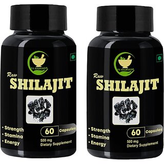 FIJ AYURVEDA Raw Shilajit/Shilajeet Capsule for Stamina and General Wellness 60 Capsules (Pack of 2) FIJ AYURVEDA Raw Shilajit/Shilajeet Capsule for Stamina and General Wellness 60 Capsules (Pack of 2)