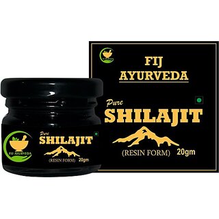                       FIJ AYURVEDA Pure Resin Shilajit/Shilajeet for General Weakness  and  Vigor  and  Vitality 20Gm                                              