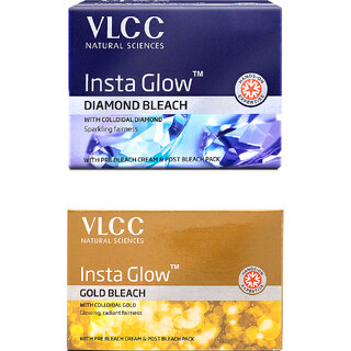                      VLCC Insta Glow Diamond Bleach & Insta Glow Gold Bleach -402 g (Packof 2)                                              