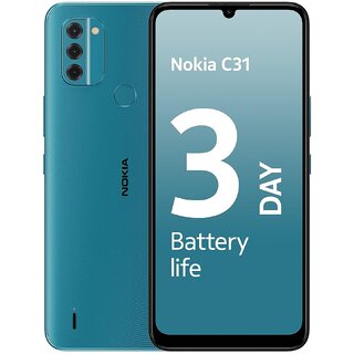                       Nokia C31, (4 GB RAM, 64 GB Storage, Cyan)                                              