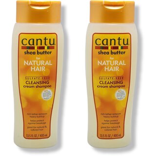                       Cantu Shea Butter Sulfate-Free Cleansing Cream Shampoo 400ml (Pack of 2)                                              