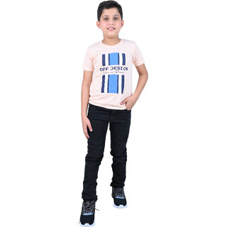                       Kid Kupboard Cotton Boys T-Shirt, Beige, Half-Sleeves, Crew Neck, 9-10 Years KIDS4904                                              