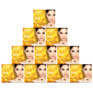                       VLCC Gold Facial Kit For Luminous  Radiant Complexion - 60 g ( Pack of 10 )                                              