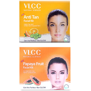                       VLCC Anti Tan Facial Kit & Papaya Premium Facial Kit Tube -60 g (Pack of 2)                                              