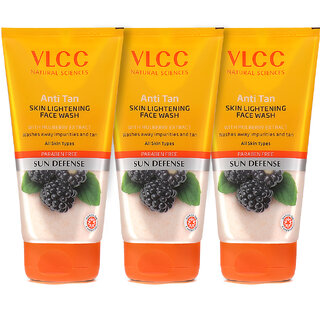                       VLCC Anti Tan Skin Lightening Face Wash - 300 ml - Buy One Get One ( Pack of 3 )                                              