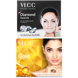                       VLCC Gold Facial Kit & Diamond Facial Kit -60 g (Pack of 2)                                              