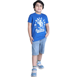                       Kid Kupboard Cotton Boys T-Shirt, Blue, Half-Sleeves, Crew Neck, 8-9 Years KIDS4921                                              