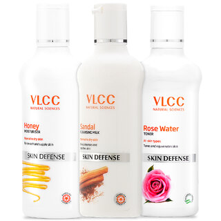                       VLCC Honey Moisturiser & Sandal Cleansing Milk & Rose Water Toner -100 ml (Pack of 3)                                              