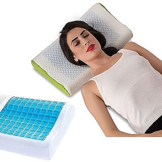                       Grin Health Gel Memory Foam Cervical Pillow for Neck Pain Relief, Orthopedic Contour Pillow Support for Back, Stomach,Si                                              