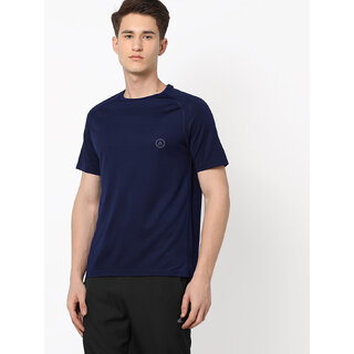                       Men Navy Blue Textured Sports T-shirt                                              