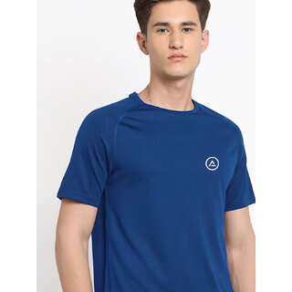                       Men Navy Blue Textured Sports T-shirt                                              