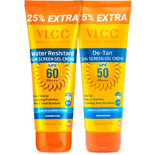                       VLCC Water Resistant Sunscreen SPF 60  De Tan SPF 50 -100 g (Pack of 2)                                              