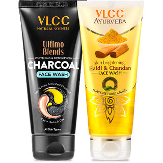                       VLCC Ultimo Blend Charcoal & Haldi Chandan Facewash -100 ml (Pack of 2)                                              