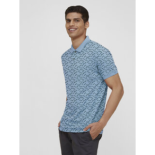 Men Light Blue Ditsy printed Polo T-shirt Men Light Blue Ditsy printed Polo T-shirt