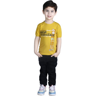                       Kid Kupboard Cotton Boys T-Shirt, Dark Yellow, Half-Sleeves, Crew Neck, 5-6 Years KIDS4831                                              