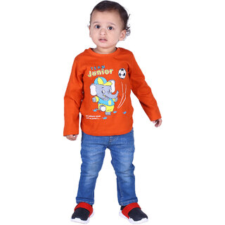                       Kid Kupboard Cotton Baby Boys T-Shirt, Red, Full-Sleeves, Crew Neck, 2-3 Years KIDS4848                                              