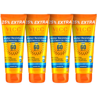                       VLCC Water Resistant SPF 60 PA+++ Sunscreen Gel Crèam - 100 g with 25 g Extra ( Pack of 4 )                                              
