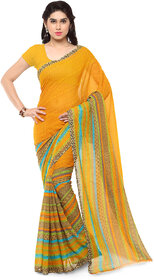 Kashvi Sarees Faux Georgette Yellow  Multi Colored Printed Saree With Blouse Piece (11642)