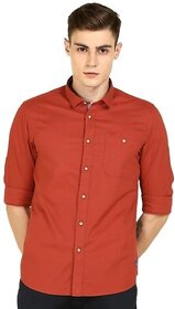 Modernity Men Orange Solid Regular Fit Cotton Shirt