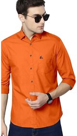 Modernity Men Orange Solid Regular Fit Shirt