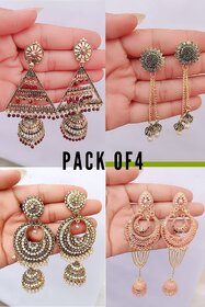 Gorgeous Earrings Combo of 4 Stud And Chumka for Women and Girls