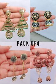 Traditional Fancy Studs  Jhumke Earrings for Women  Girls Pack Of 4