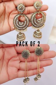Gorgeous Combo of 2 Stud And Chumka Earrings for Women and Girls