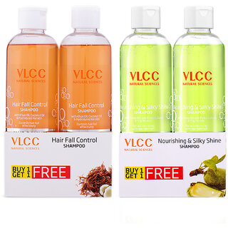                       VLCC Nourishing  Silky Shine Shampoo  Hair Fall Control Shampoo -350 ml (Pack of 2)                                              