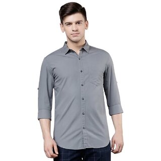 Modernity Men Grey Solid Regular Fit CottonShirt Modernity Men Grey Solid Regular Fit CottonShirt