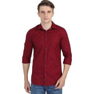 Modernity Men Maroon Solid Regular Fit Shirt Modernity Men Maroon Solid Regular Fit Shirt