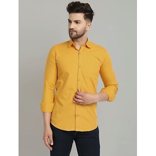 Modernity Men Yellow Solid Regular Fit Cotton Shirt Modernity Men Yellow Solid Regular Fit Cotton Shirt