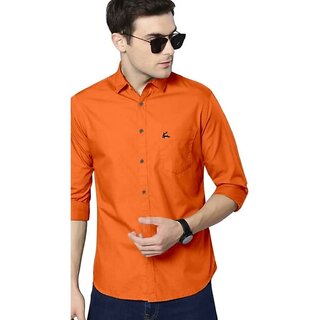 Modernity Men Orange Solid Regular Fit Shirt Modernity Men Orange Solid Regular Fit Shirt