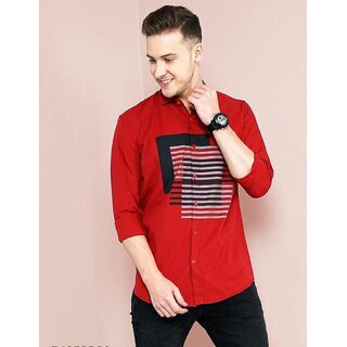 Modernity Men Red Printed Regular Fit Shirt Modernity Men Red Printed Regular Fit Shirt