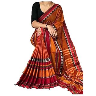                       Biswa Women's Cotton Saree With Blouse Piece                                              