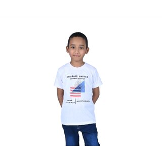                       Kid Kupboard Cotton Boys T-Shirt, Light White, Half-Sleeves, Crew Neck, 7-8 Years KIDS4893                                              
