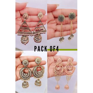                       Gorgeous Earrings Combo of 4 Stud And Chumka for Women and Girls                                              