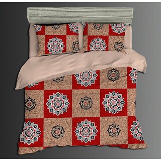 YTC BEDSHEETS for Queen Size Bed 90 X 100 Inches Approxwith 2 Pillow Covers18 X 30 Inches Approx Mandal Print Multicolur