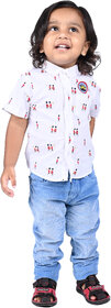 Kid Kupboard Cotton Baby Boys Shirt, White, Half-Sleeves, Collared Neck, 12-18 Months KIDS4937