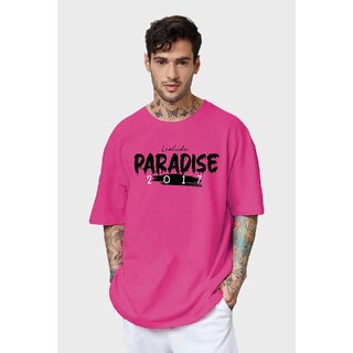                       LEOTUDE Pink Oversized Cottonblend Half Sleeve T-Shirt for Men's                                              