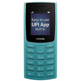                       Nokia All-New 105 with Built-in UPI Payments (Single Sim 1000 mAh Battery, 1.8 Inch Display, Cyan)                                              
