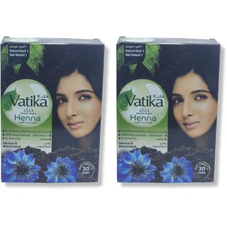                       Vatika Henna Hair Colours - Natural Black 1 (Pack of 2)                                              