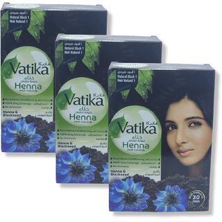                       Vatika Henna Hair Colours - Natural Black 1 (Pack of 3)                                              