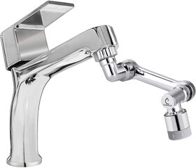 CUROVIT ARIA Smart Brass Extended Body Curvy Pillar Cock Tap with 1080 Swivel Faucet Aerator for Wash Basin  Bathroom.