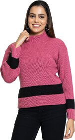 PULAKIN Pink Acrylic Sweater Women