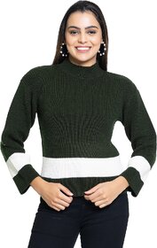 PULAKIN Green Acrylic Sweater Women