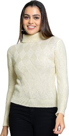 PULAKIN White Acrylic Sweater Women