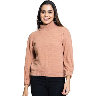 PULAKIN Orange Nylon Sweater Women