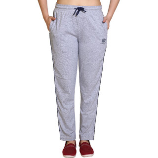 PULAKIN Grey Cotton Blend Track Pant For Women